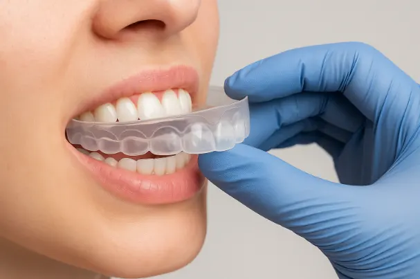 تبييض الأسنان المنزلي بالقوالب