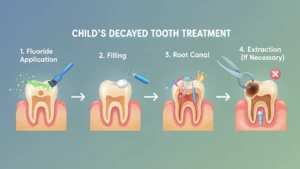 مراحل علاج تسوس الأسنان اللبنية قبل الخلع